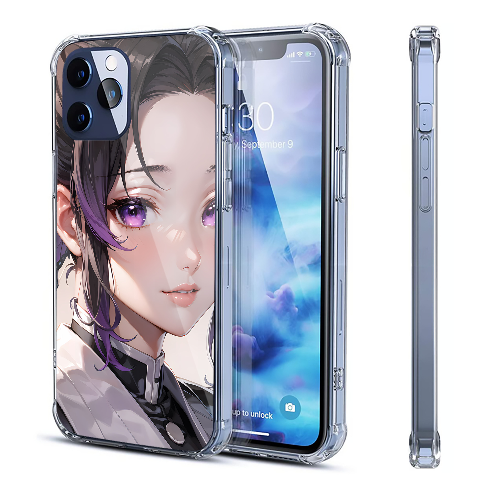 （画像用） 鬼滅の刃（きめつのやいば）蟲柱-胡蝶 しのぶ／こちょう しのぶ Kochou Shinobu 【iPhone 12シリーズ対応】透明スマホケース（クリアソフトケース）